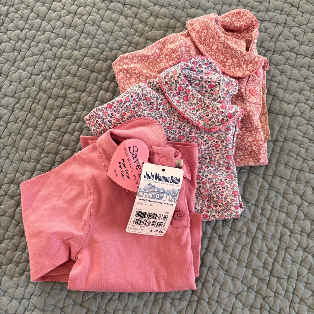 JoJo Maman Bebe size 3-4 long sleeve Peter Pan tops (3)